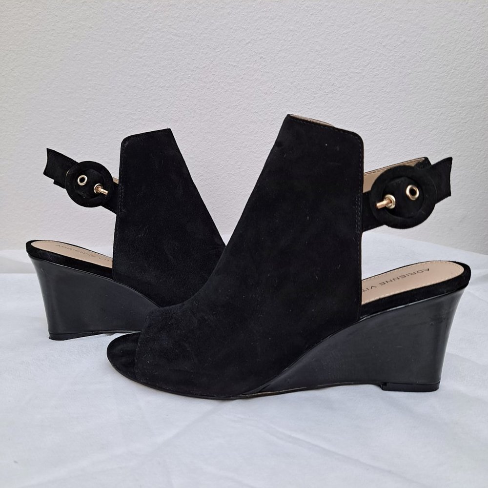 Adrienne Vittadini Rasi black suede wedge sandals